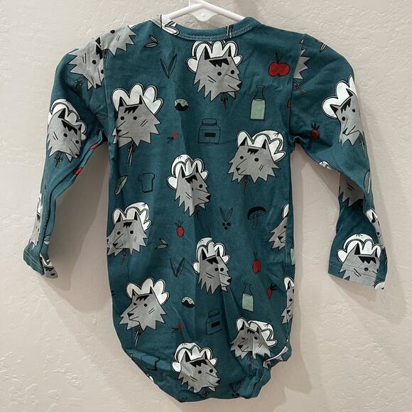 Raspberry Republic Teal Wolf Long Sleeve Bodysuit - Picture 5 of 6